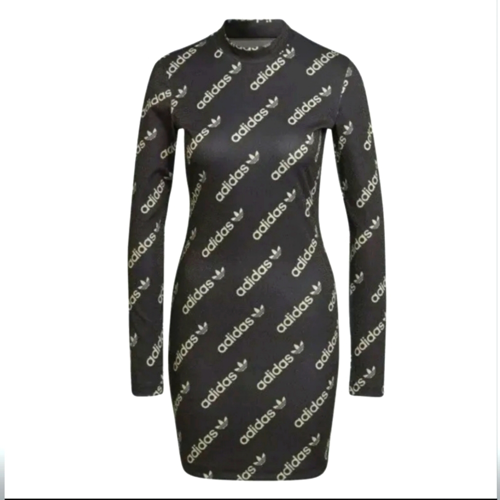 Adidas Women's Originals Tight All Over Print Long-Sleeve Dress